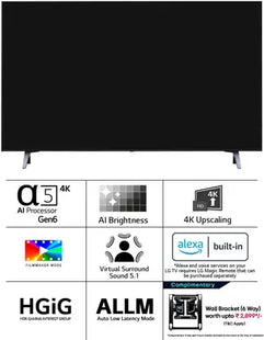 LG UR7500 139 cm (55 inch) Ultra HD (4K) LED Smart WebOS TV with Alpha5 AI Processor 4K Gen6, AI Picture Pro, 4K Upscaling, 60 Hz Refresh Rate, Game Optimizer, Magic Remote Capability, 5-Year Guaranteed with New OS Experience  (55UR7500PSC)
