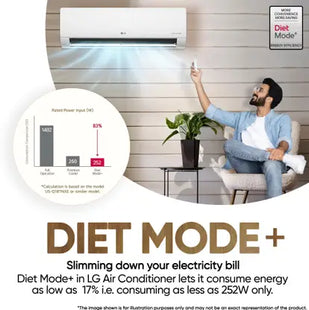LG 2025 Model AI Convertible 6-in-1 1.5 Ton 3 Star Split AI Dual Inverter with Faster Cooling and Energy Saving, VIRAAT Mode and Diet Mode Plus AC - White  (US-Q18JNXE, Copper Condenser)