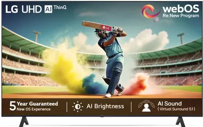 LG UR7500 139 cm (55 inch) Ultra HD (4K) LED Smart WebOS TV with Alpha5 AI Processor 4K Gen6, AI Picture Pro, 4K Upscaling, 60 Hz Refresh Rate, Game Optimizer, Magic Remote Capability, 5-Year Guaranteed with New OS Experience  (55UR7500PSC)