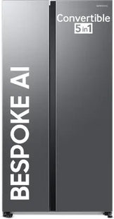 SAMSUNG 653 L Frost Free Side by Side 3 Star Refrigerator with AI and WiFi, Convertible 5-in-1, Digital Inverter  (Refined Inox, RS76CG8003S9HL)