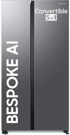 SAMSUNG 653 L Frost Free Side by Side 3 Star Refrigerator with AI and WiFi, Convertible 5-in-1, Digital Inverter  (Refined Inox, RS76CG8003S9HL)