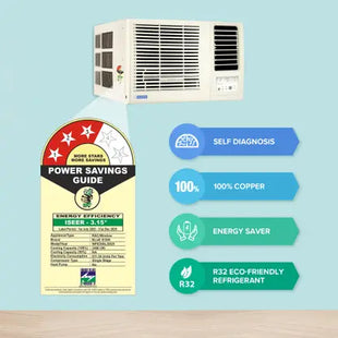 Blue Star 0.8 Ton 3 Star Window Inverter AC - White  (WFE309L, Copper Condenser)