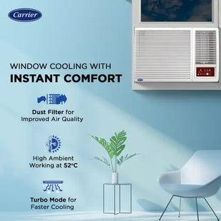 CARRIER 2025 Model 1.5 Ton 5 Star Window Inverter AC - White  (CIW19SC5R35F0, Copper Condenser)