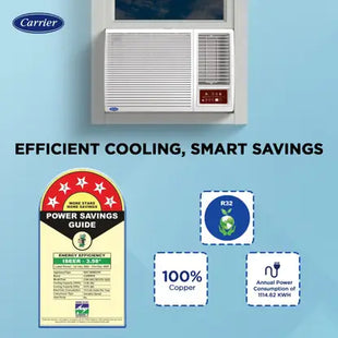 CARRIER 2025 Model 1.5 Ton 5 Star Window Inverter AC - White  (CIW19SC5R35F0, Copper Condenser)