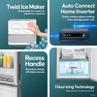 Haier 325 L Frost Free Double Door 3 Star Convertible Refrigerator with 3-Star 14 In 1 Convertible Modes, 1 Hour Icing Technology, Digital Control Panel  (Dazzle Steel, HEB-333DS-P)